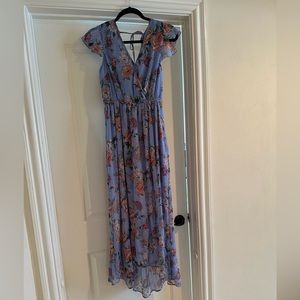 Blue floral full length dress
